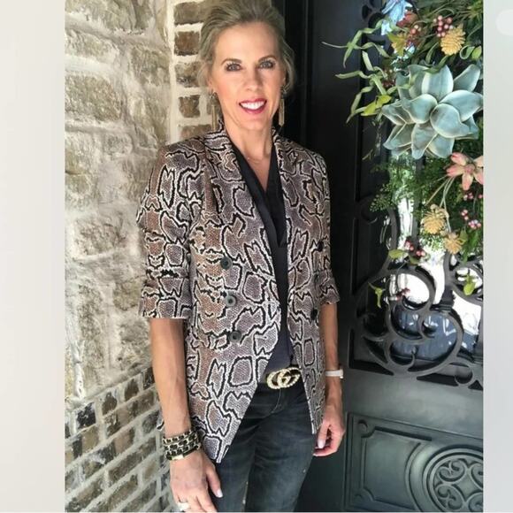 Cabi Double Breasted Python Blazer Size 6 - Picture 1 of 15